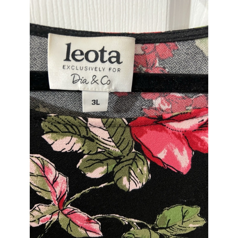 Leota Dia&Co Size 3L Womens Multicolor Floral Boat Neck Long Sleeve Top - Picture 2 of 2